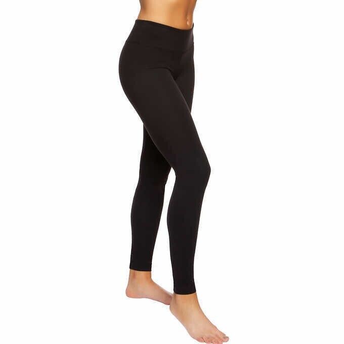 Felina Ladies 2-Pack Wide Waistband Light Weight Super Soft Leggings, BLACK, S